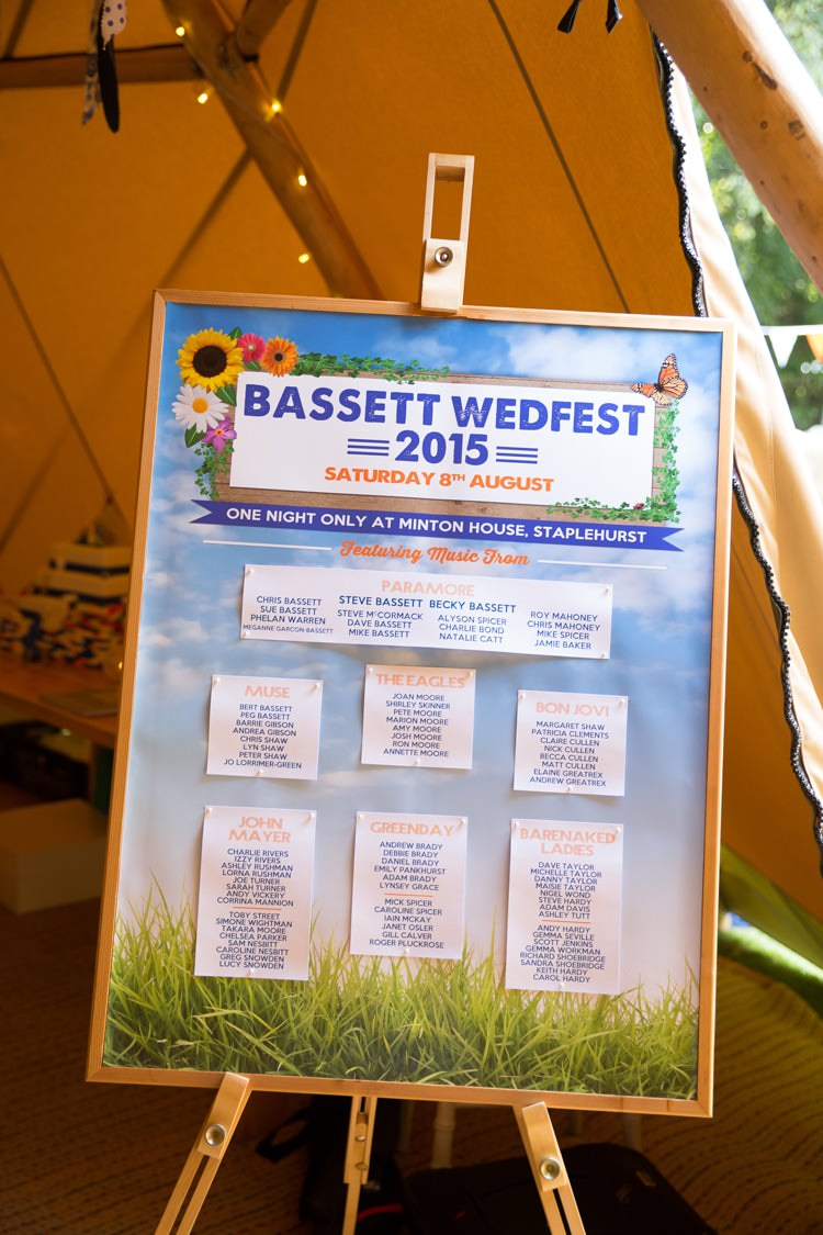 Stationery Seating Table Plan Chart Orange Blue Festival Fete Tipi Wedding http://www.lynseygracephotography.com/