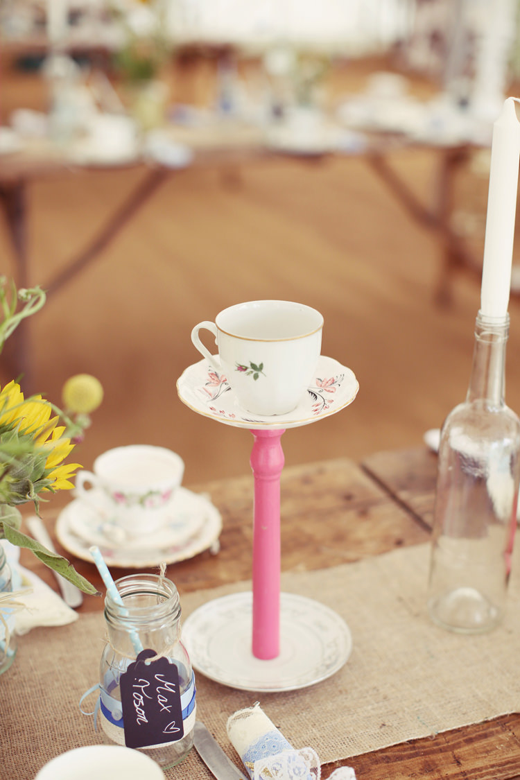 Tea Cup Candles Mismatched Fairground Woodland Wedding http://www.rebeccaweddingphotography.co.uk/