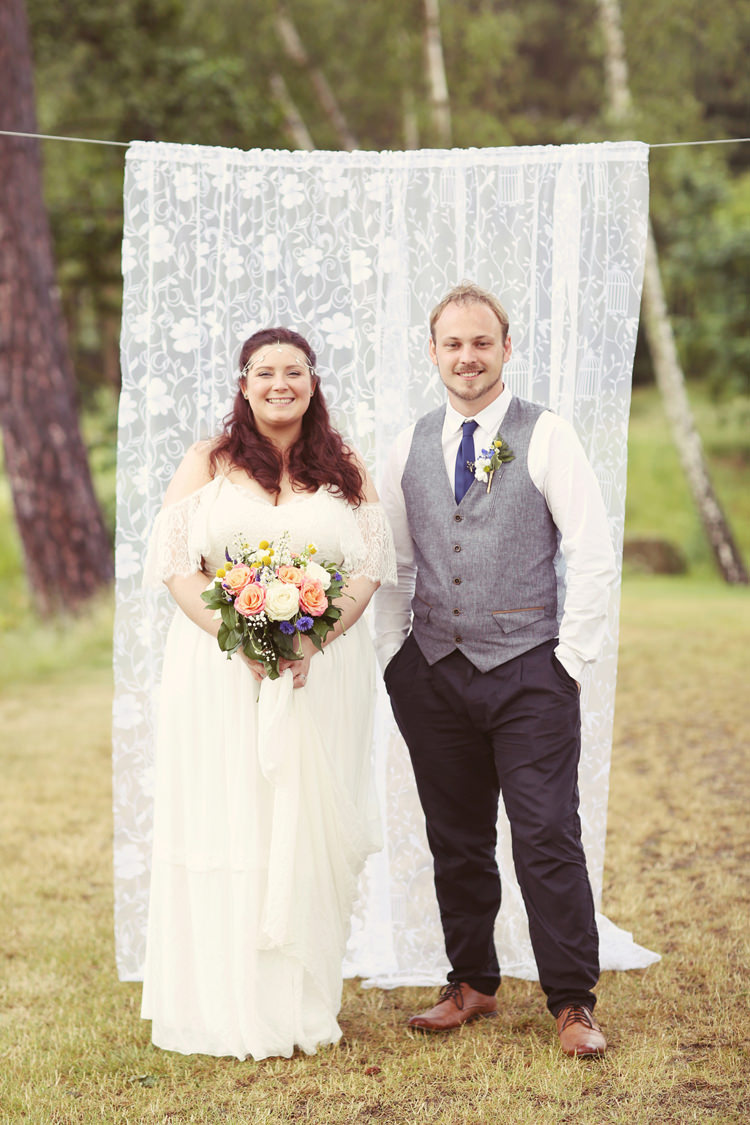 Lace Fabric Backdrop Mismatched Fairground Woodland Wedding http://www.rebeccaweddingphotography.co.uk/