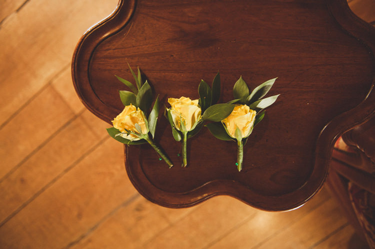 Rose Buttonholes Pretty Summery Yellow Barn Wedding http://www.mattpenberthy.com/