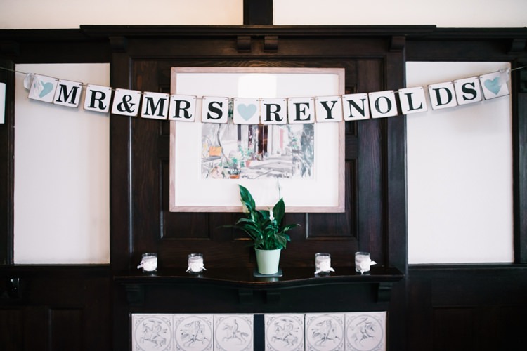 Personalised Bunting Sign Indie Secret Seaside Wedding http://www.chrisbarberphotography.co.uk/