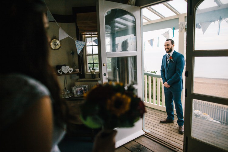First Look Indie Secret Seaside Wedding http://www.chrisbarberphotography.co.uk/
