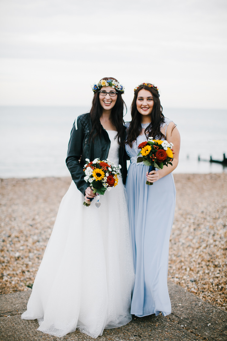 Long Blue Grey Bridesmaid Dress Coast Indie Secret Seaside Wedding http://www.chrisbarberphotography.co.uk/