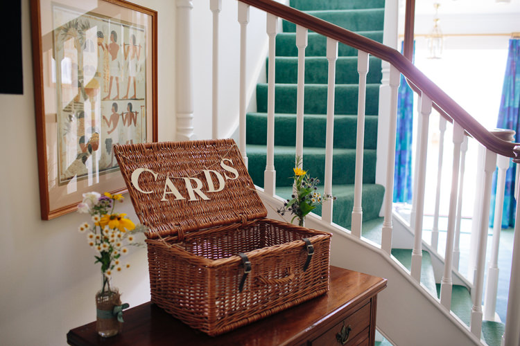 Card Wicker Hamper Home Made Yellow Country Garden Wedding http://kathrynedwardsphotography.com/