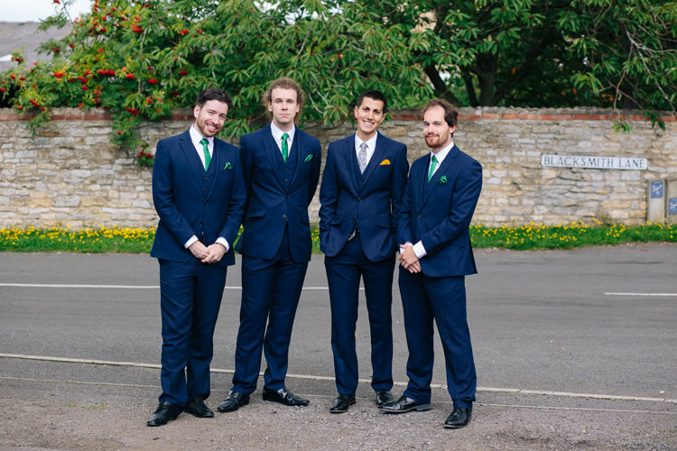 Navy Suit Groom Groomsmen Green Tie Home Made Yellow Country Garden Wedding http://kathrynedwardsphotography.com/