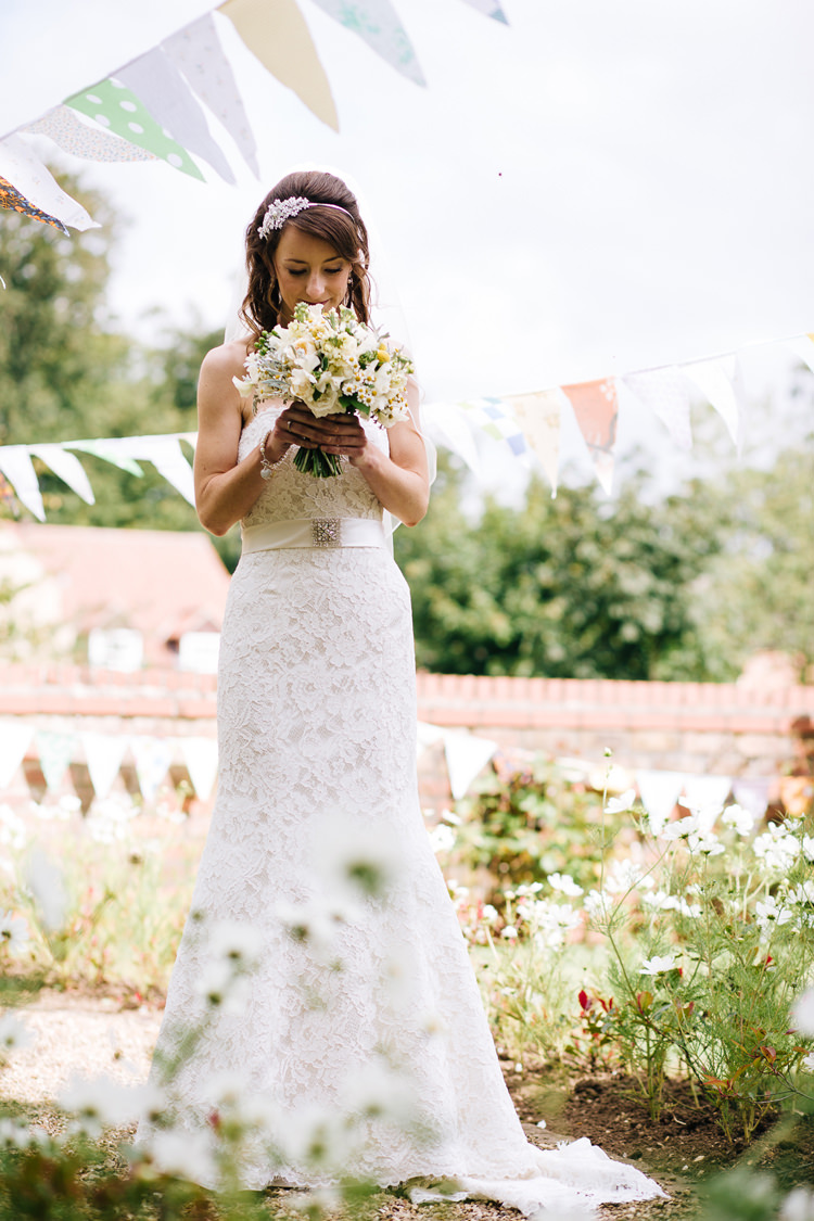 Sylvia Rose Lace Gown Dress Bride Bridal A Line Belt Strapless Home Made Yellow Country Garden Wedding http://kathrynedwardsphotography.com/