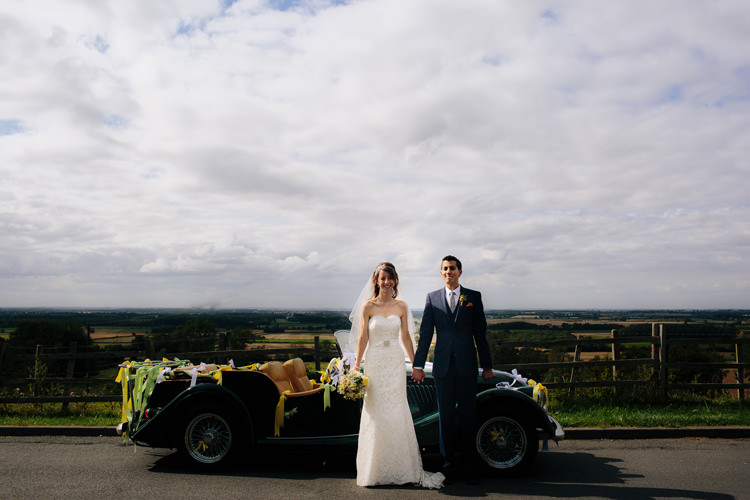 Convertable Car Home Made Yellow Country Garden Wedding http://kathrynedwardsphotography.com/