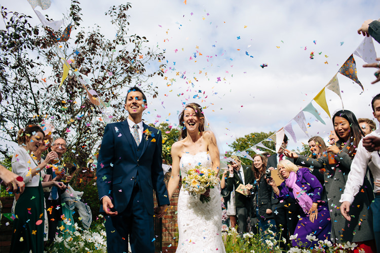 Confetti Bride Groom Home Made Yellow Country Garden Wedding http://kathrynedwardsphotography.com/