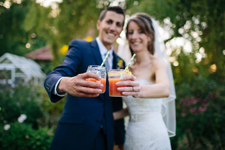 Jar Drinks Straws Home Made Yellow Country Garden Wedding http://kathrynedwardsphotography.com/