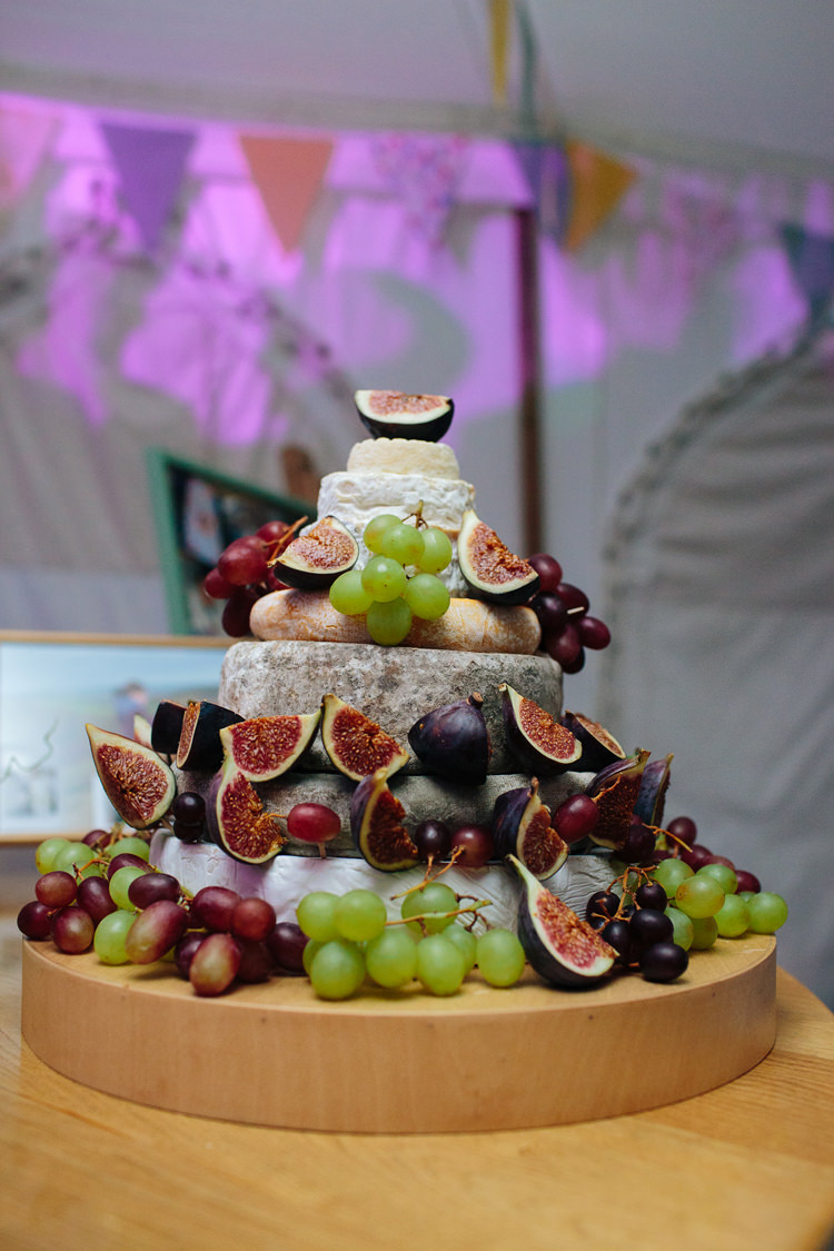 Cheese Tower Stack Cake Home Made Yellow Country Garden Wedding http://kathrynedwardsphotography.com/