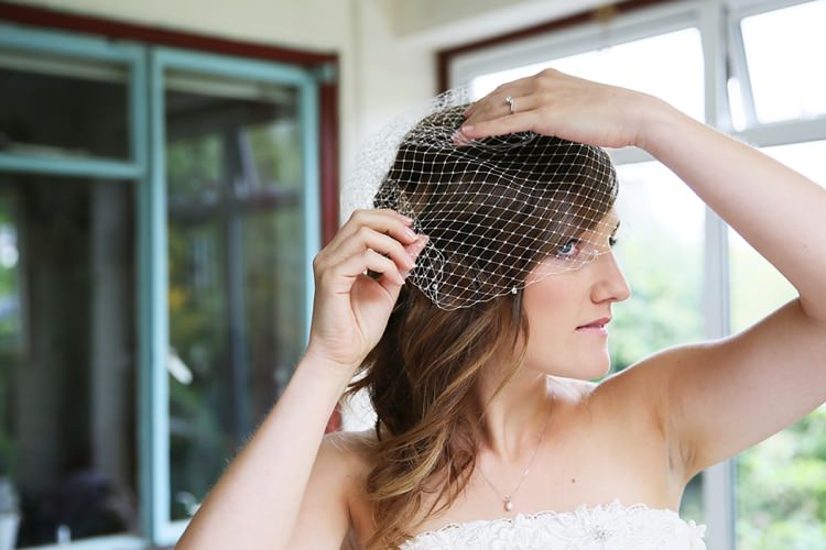 Birdcage Veil Sweet Pastel Village Hall Wedding http://www.helenstrongphotography.co.uk/
