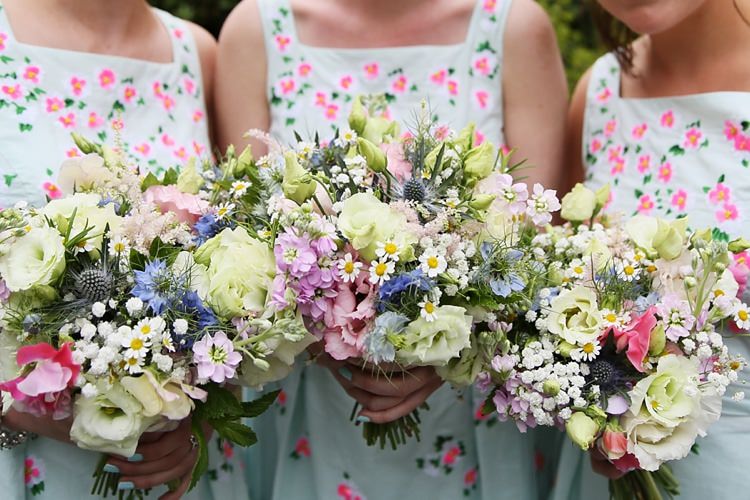 Peony Rose Daisy Gypsophila Bouquet Flowers Bridesmaids Summer Pink Blue Sweet Pastel Village Hall Wedding http://www.helenstrongphotography.co.uk/