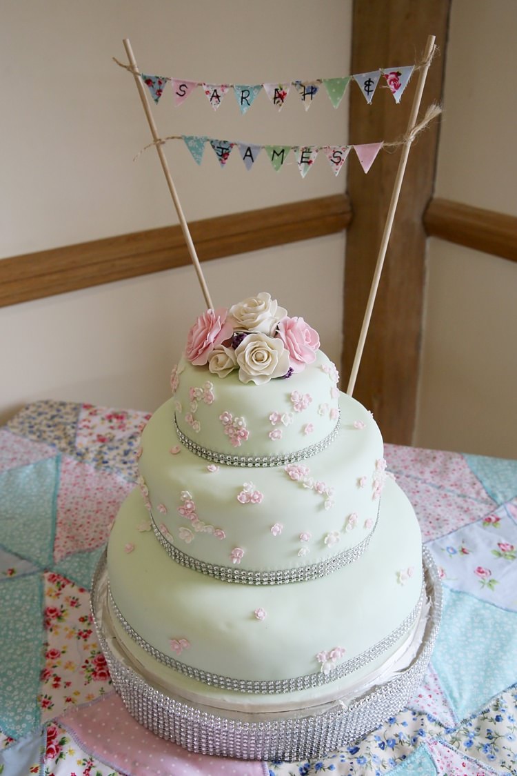 Floral Cake Bunting DIY Sweet Pastel Village Hall Wedding http://www.helenstrongphotography.co.uk/