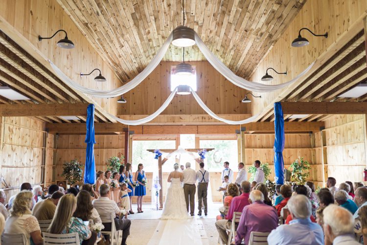Royal Blue Ceremony Decor Bride Groom Rustic Country Barn Wedding in Tennessee https://www.sweetlyvintage.com/