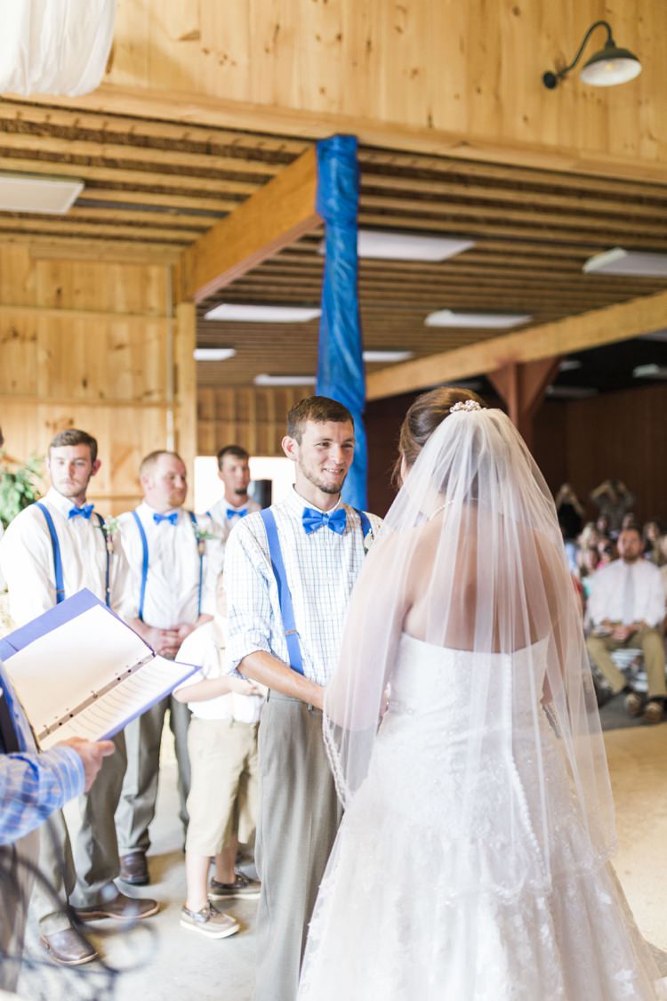 Royal Blue Ceremony Decor Groom Bride Groomsmen Rustic Country Barn Wedding in Tennessee https://www.sweetlyvintage.com/