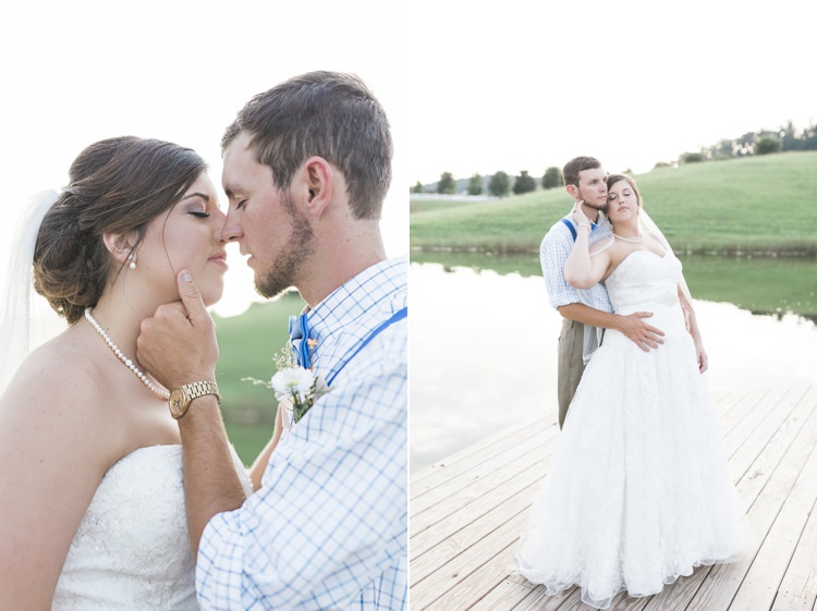 Bride Lace Sweetheart Bridal Gown Groom Royal Blue Rustic Country Barn Wedding in Tennessee https://www.sweetlyvintage.com/