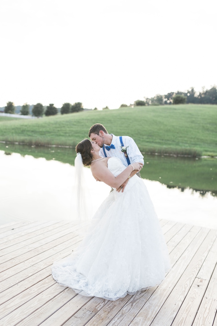 Bride Lace Sweetheart Bridal Gown Groom Kiss Rustic Country Barn Wedding in Tennessee https://www.sweetlyvintage.com/