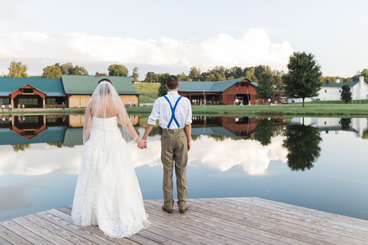 Bride Lace Bridal Gown Veil Groom Royal Blue Grace Meadows Farm Rustic Country Barn Wedding in Tennessee https://www.sweetlyvintage.com/