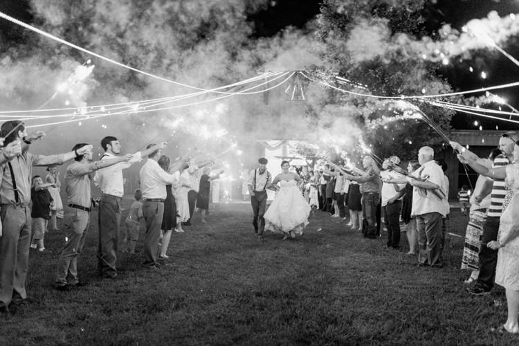 Bride Lace Sweetheart Bridal Gown Groom Sparklers Rustic Country Barn Wedding in Tennessee https://www.sweetlyvintage.com/