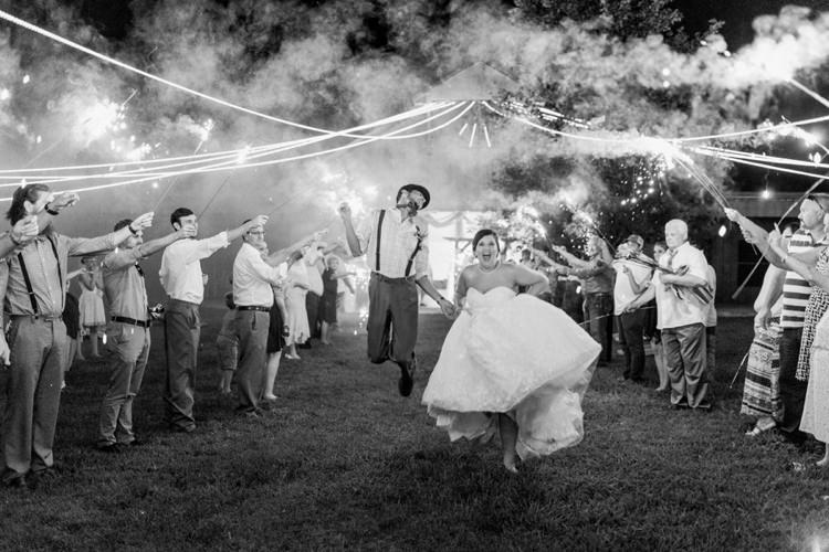 Bride Lace Sweetheart Bridal Gown Groom Sparklers Happy Rustic Country Barn Wedding in Tennessee https://www.sweetlyvintage.com/ 
