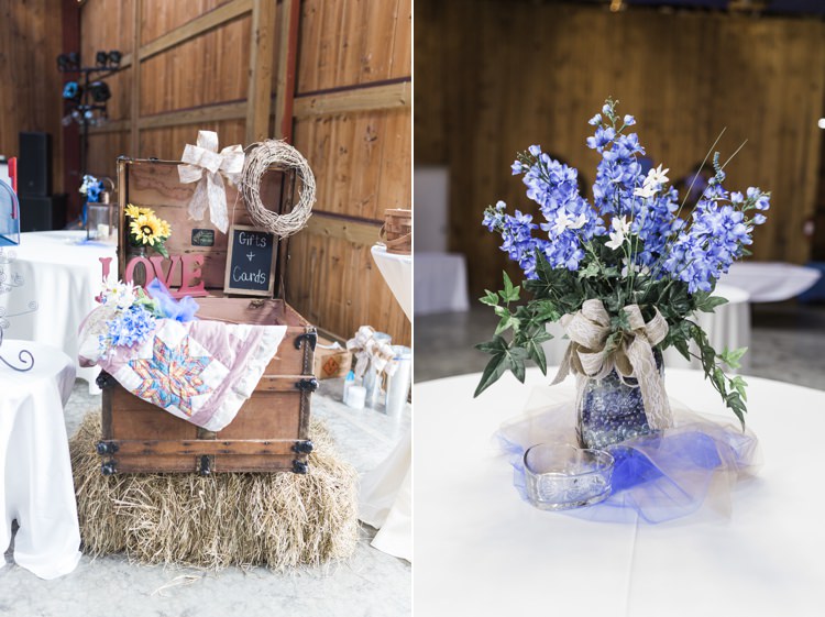 Royal Blue Decor Love Sunflower Hay Rustic Country Barn Wedding in Tennessee https://www.sweetlyvintage.com/