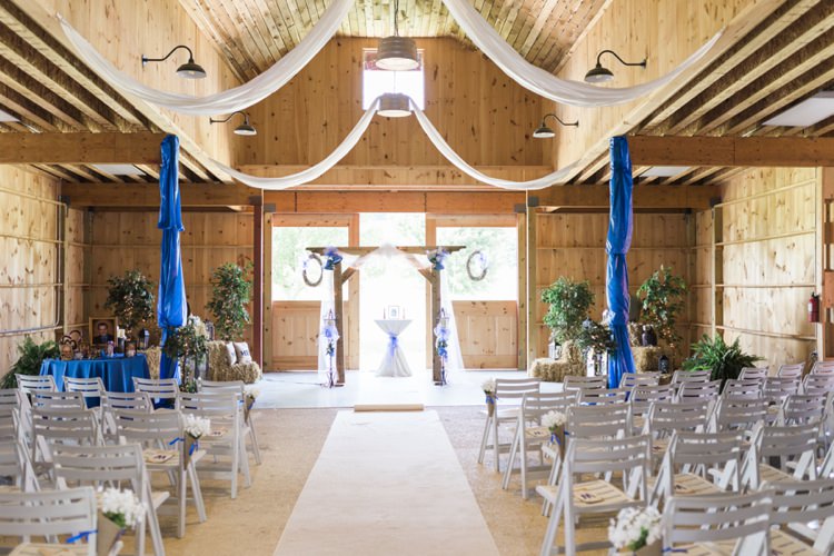 Royal Blue Ceremony Decor Rustic Country Barn Wedding in Tennessee https://www.sweetlyvintage.com/