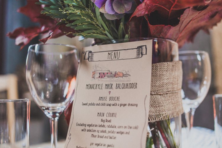 Kraft Brown Paper Menu Stationery Natural Beautiful Autumn Outdoor Wedding http://www.johnelphinstonestirling.com/