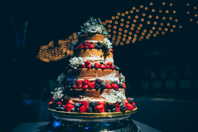 Naked Cake Sponge Layer Victoria Berries Flowers Festival Barn Teal Wedding http://www.faircloughphotography.co.uk/