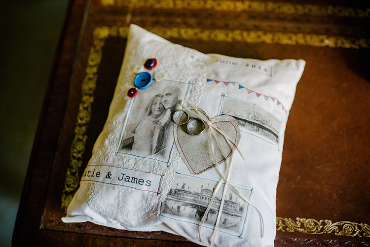 Ring Cushion Personalised Intimate Red Seaside Brighton Wedding http://www.jmcsweeneyphotography.co.uk/