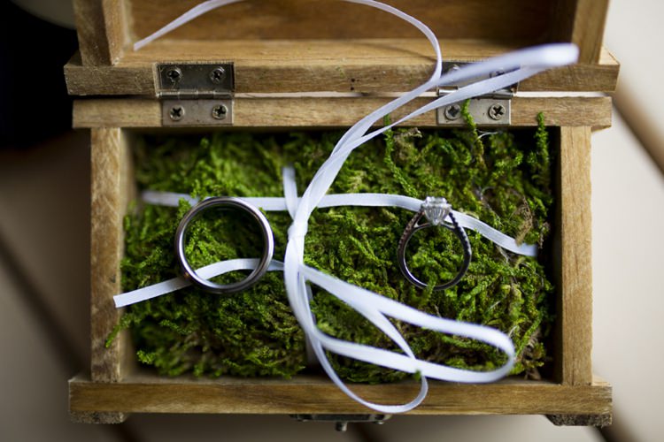 Engagement Wedding Ring Wooden Box Ribbon Greenery Country Farm Barn Wedding Ohio http://www.caseyclarkphotography.net/ 