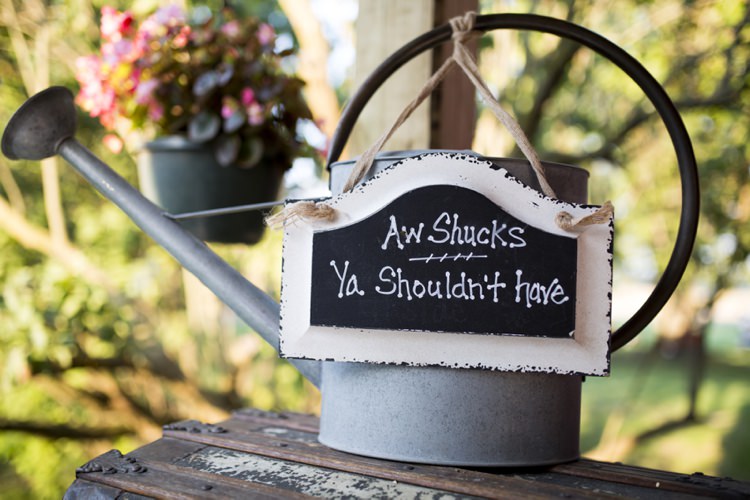 Rustic Decor Watering Can Chalk Sign Country Farm Barn Wedding Ohio http://www.caseyclarkphotography.net/ 