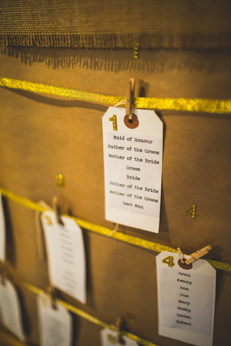 Luggage Tag Seating Plan Table Chart Glitter DIY Pink Gold Quirky Wedding http://photography34.co.uk/