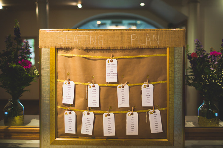Hessian Frame Seating Plan Table Chart DIY Pink Gold Quirky Wedding http://photography34.co.uk/