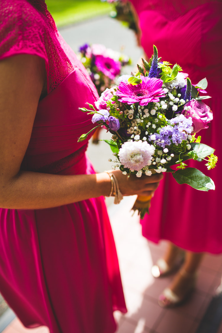 Bridesmaid Bouquet Gerbera Dahlia DIY Pink Gold Quirky Wedding http://photography34.co.uk/