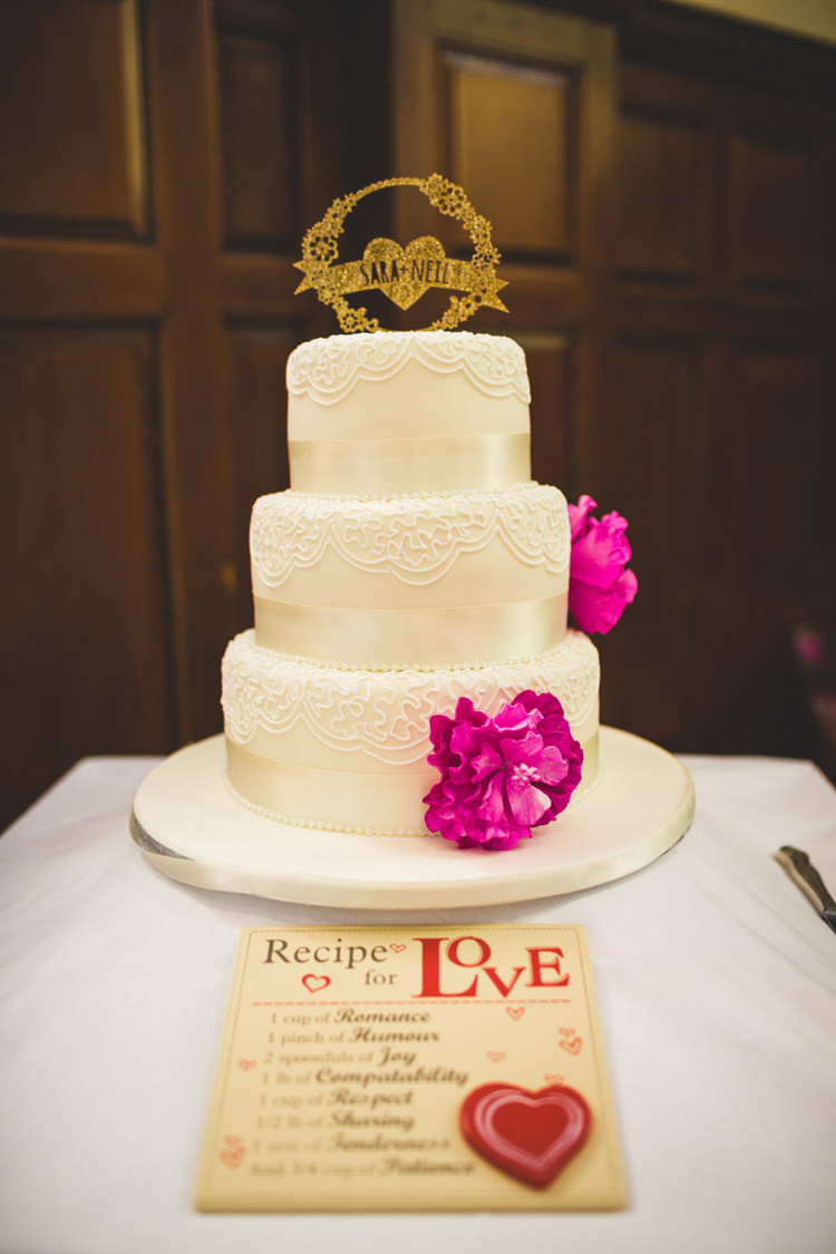 White Lace Cake Peony Glitter Topper DIY Pink Gold Quirky Wedding http://photography34.co.uk/
