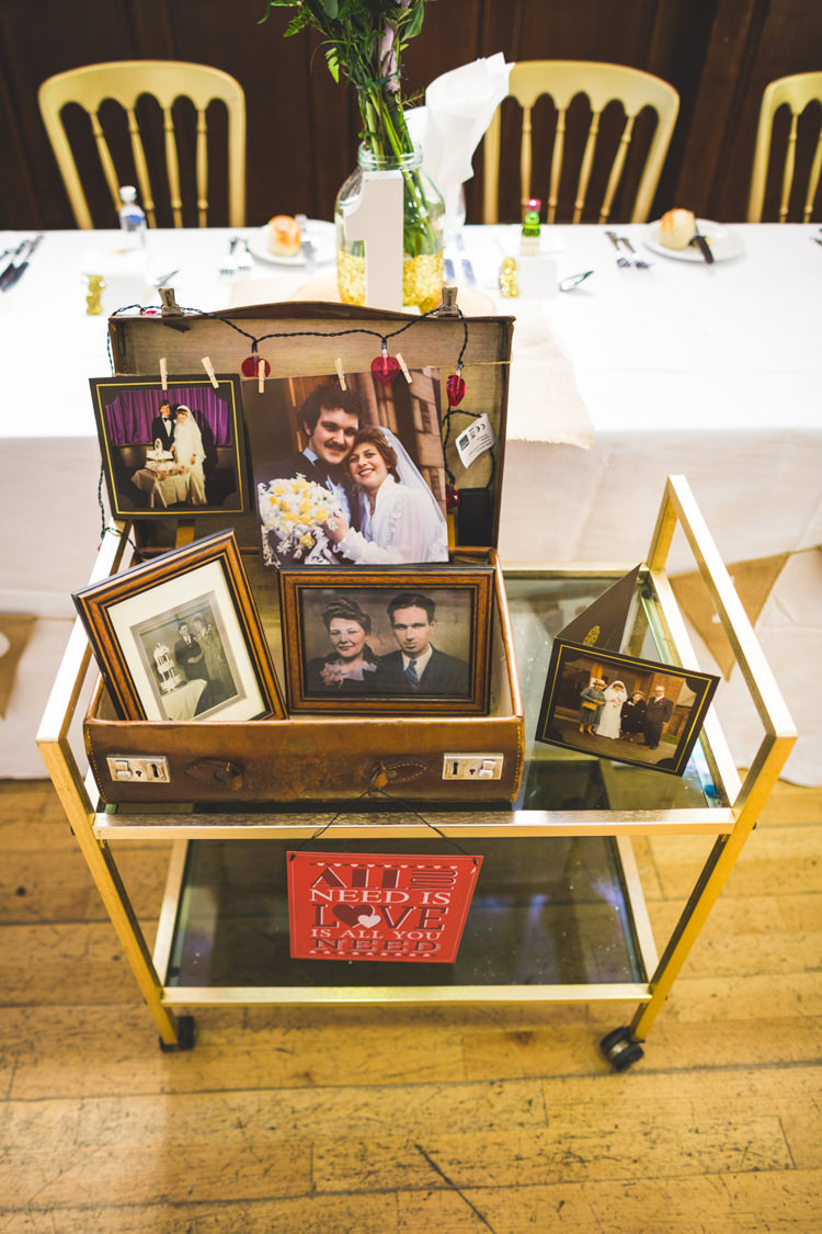 Suitcase Photographs Trolley DIY Pink Gold Quirky Wedding http://photography34.co.uk/