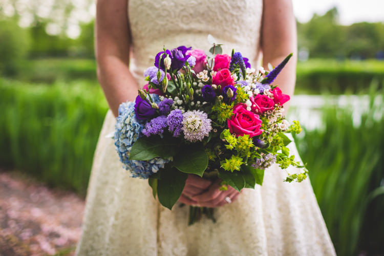 Bouquet Purple Blue Flowers Bride Bridal Rose Hydrangea DIY Pink Gold Quirky Wedding http://photography34.co.uk/