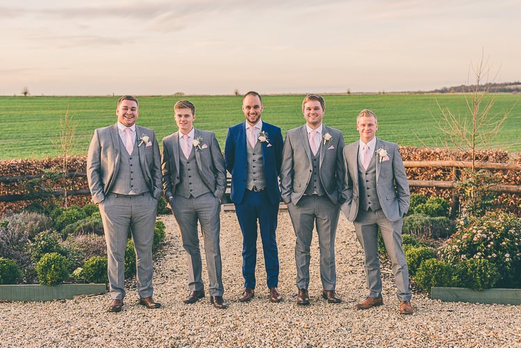 Grey Navy Suits Groom Groomsmen Blush Pink Rose Gold Barn Wedding http://www.robtarren.co.uk/
