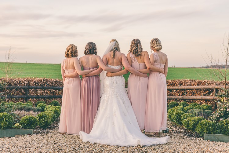 Blush Pink Rose Gold Barn Wedding http://www.robtarren.co.uk/ Long Bridesmaid Dresses