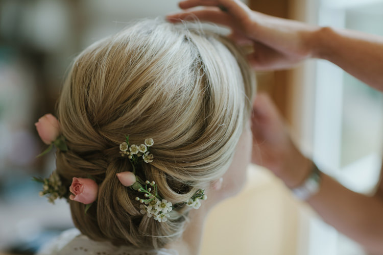 Bride Bridal Hair Style Flowers Pastel Summer Marquee Country Estate Wedding http://www.rooftopmosaic.com/