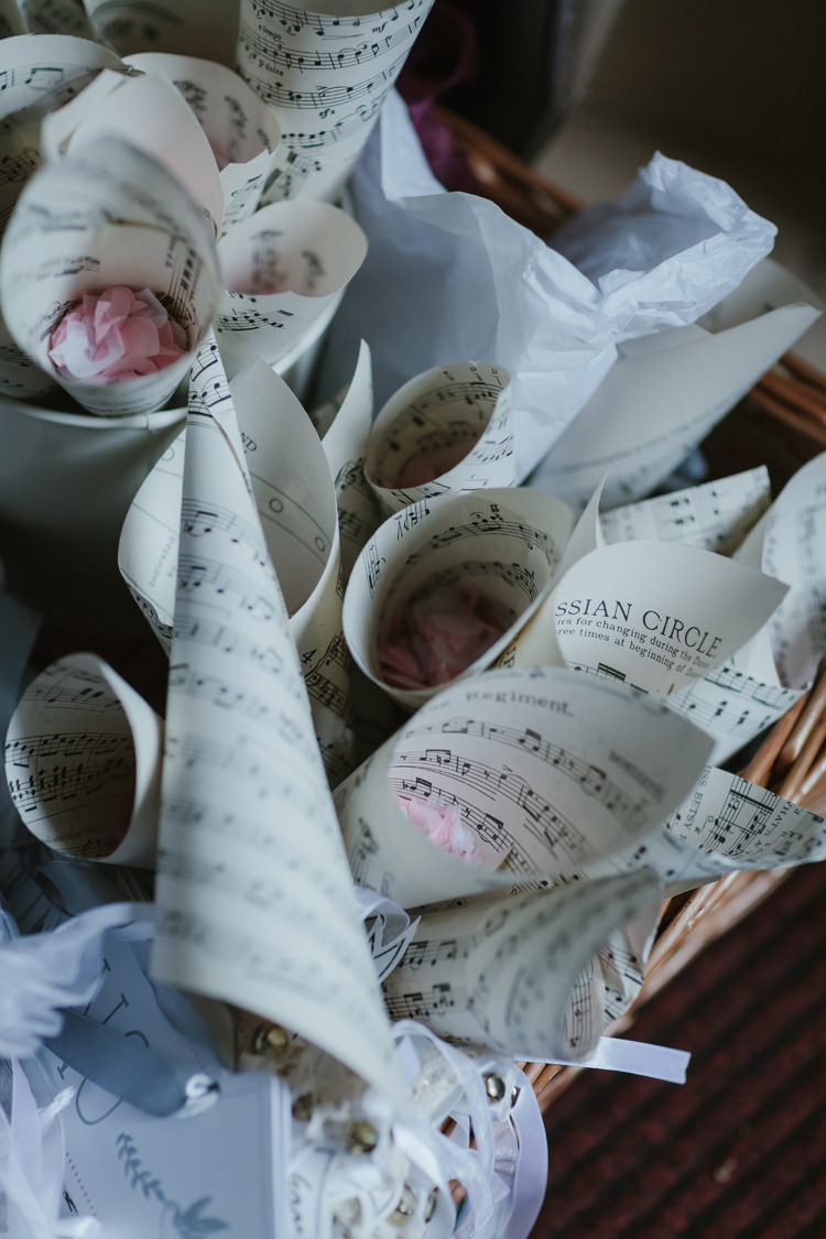 Music Paper Confetti Cones Pastel Summer Marquee Country Estate Wedding http://www.rooftopmosaic.com/