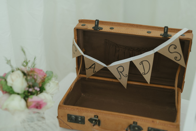 Suitcase Card Bunting Pastel Summer Marquee Country Estate Wedding http://www.rooftopmosaic.com/