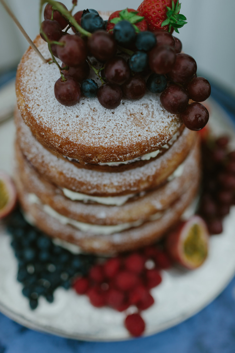 Naked Cake Layer Sponge Fruit Icing Pastel Summer Marquee Country Estate Wedding http://www.rooftopmosaic.com/