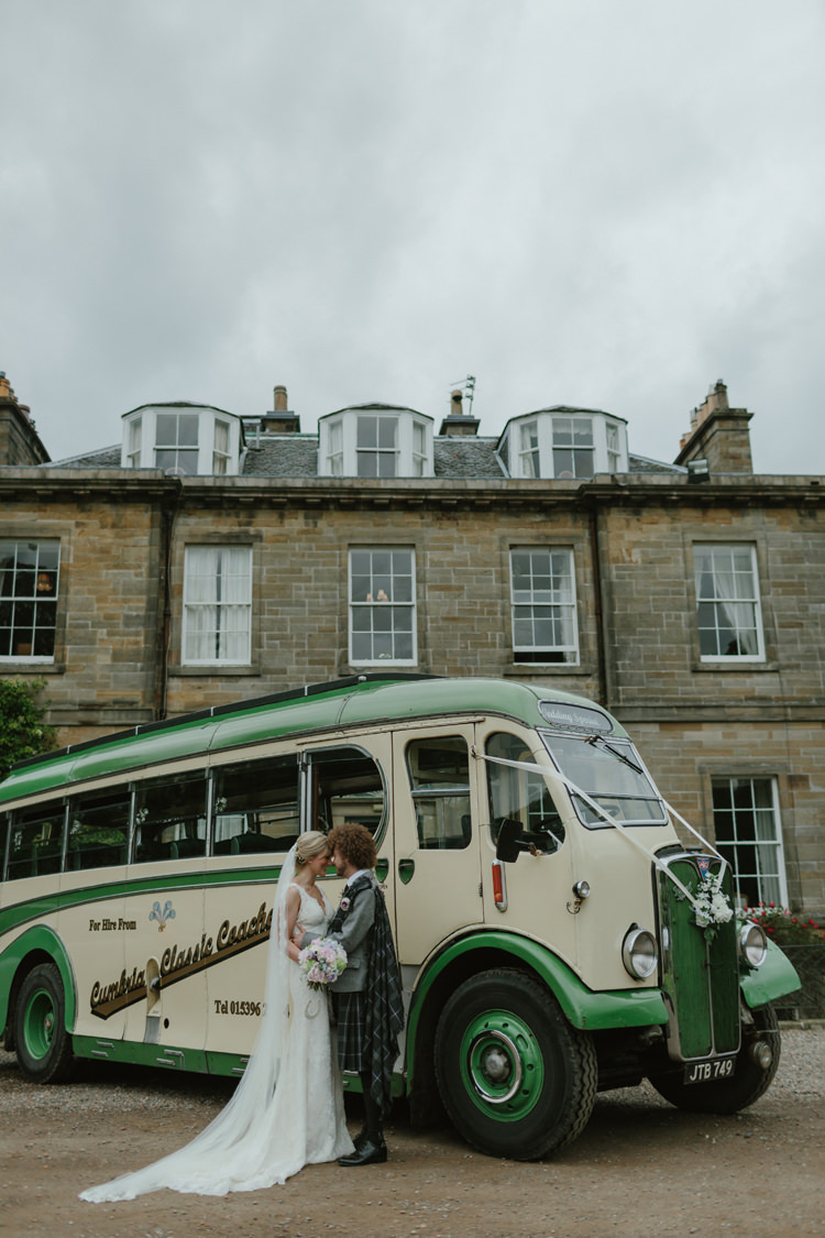 Vintage Bus Transport Pastel Summer Marquee Country Estate Wedding http://www.rooftopmosaic.com/