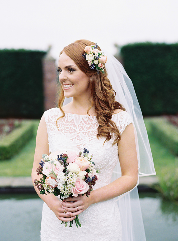 Bride Bridal Hair Waves Flowers Maggie Sottero Dress Bouquet Gown Pretty Floral Wonderland DIY Wedding http://www.victoriaphippsphotography.co.uk/