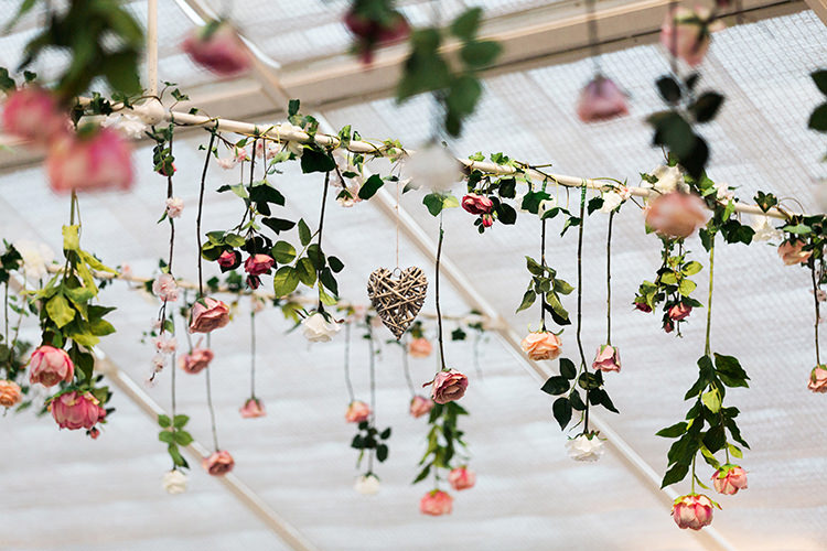 Hanging Flowers Reception Decor Pretty Floral Wonderland DIY Wedding http://www.victoriaphippsphotography.co.uk/