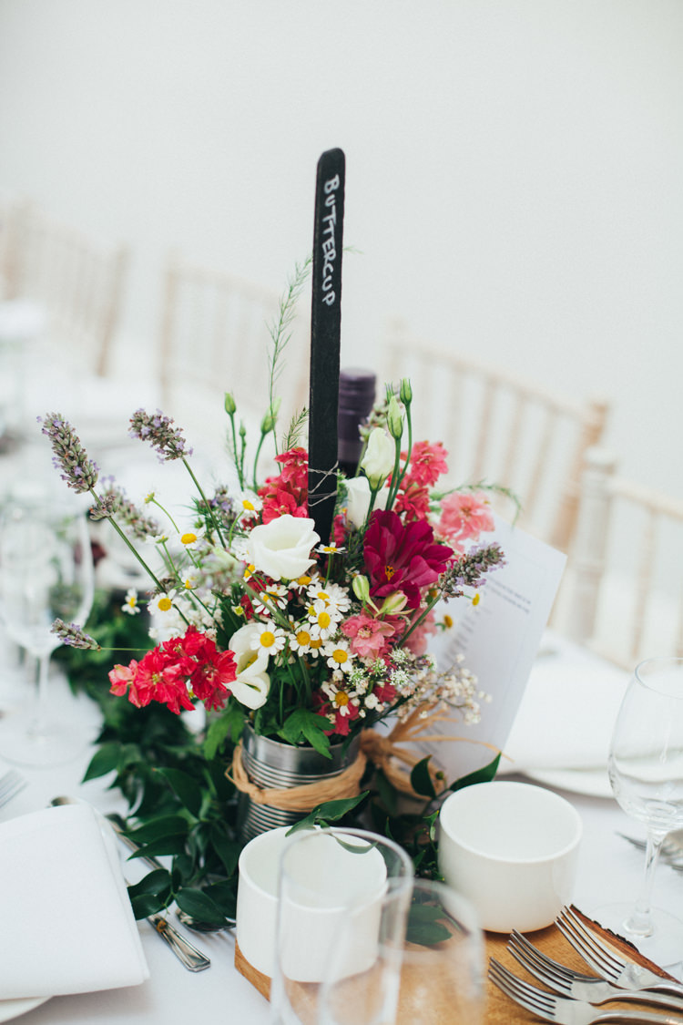 Slate Chalk Black Board Table Names Tin Can Flowers Red Daisy Ethereal Forest Eclectic Fairytale Wedding http://www.caseyavenue.co.uk/