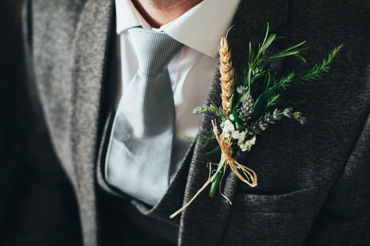 Wheat Rosemary Lavender Groom Buttonhole Ethereal Forest Eclectic Fairytale Wedding http://www.caseyavenue.co.uk/