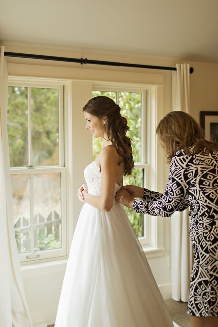 Bride Strapless Sweetheart Bridal Gown Loose Curls Hairstyle Elegant Classic Outdoor Wedding Washington http://www.courtneybowlden.com/