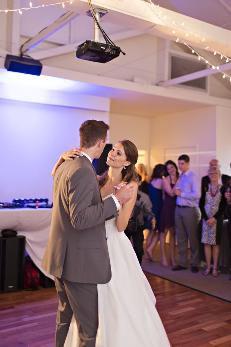 Bride Groom First Dance Reception Fairy Lights Guests Elegant Classic Outdoor Wedding Washington http://www.courtneybowlden.com/